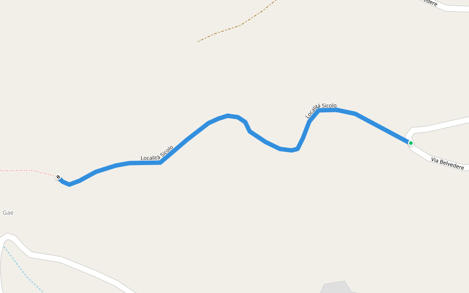 Località Sicolo walking route map in Plassi