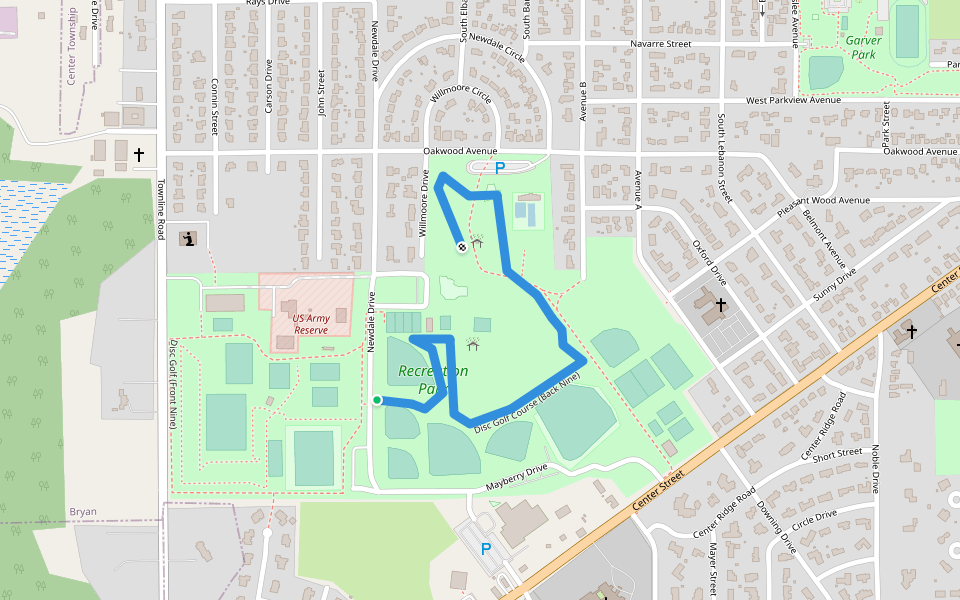 Disc Golf Course (Back Nine) walking route map in Bryan