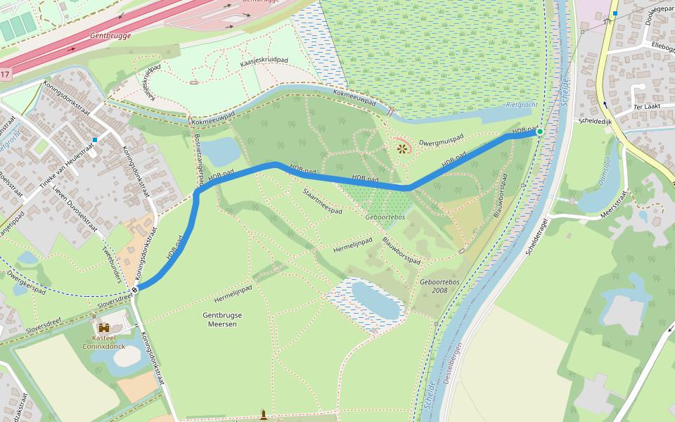 HDB-pad walking route map in Destelbergen