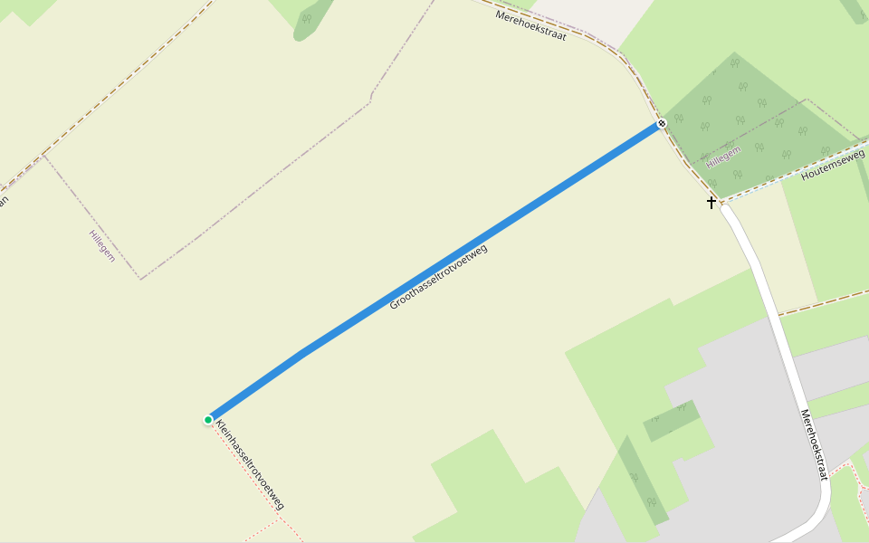 Groothasseltrotvoetweg walking route map in Sint-Lievens-Houtem