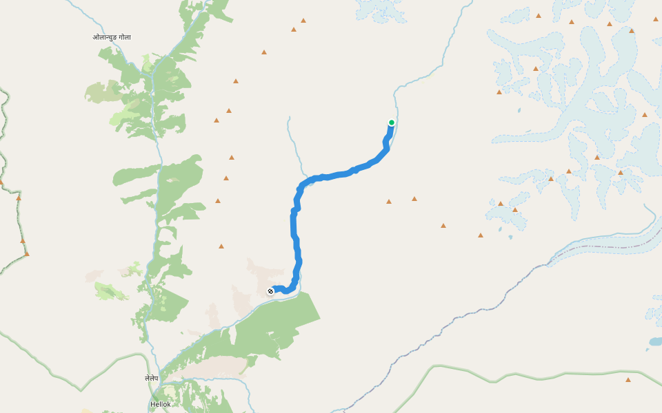 Phale to Amjilosa walking route map in Lelep