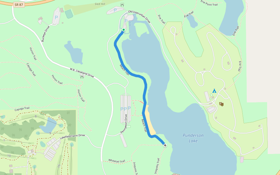 Beach Trail walking route map in Burton