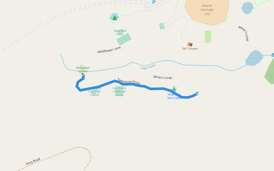Tuolumne Pines walking route map in Groveland