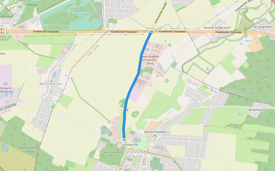 Neuenhagener Chaussee walking route map in Schöneiche bei Berlin