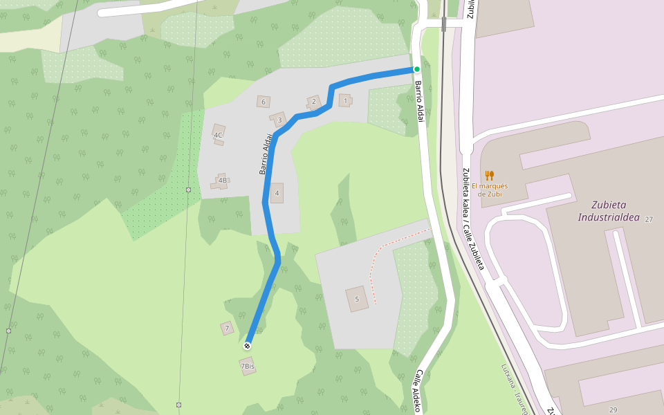 Barrio Aldai walking route map in Barakaldo
