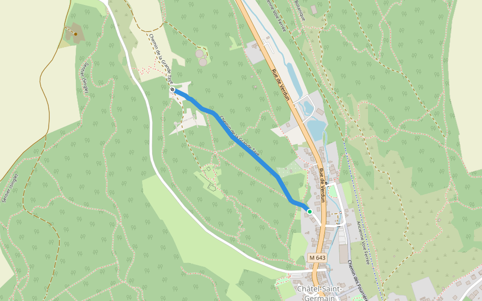 Chemin de la Grande Taye walking route map in Châtel-Saint-Germain