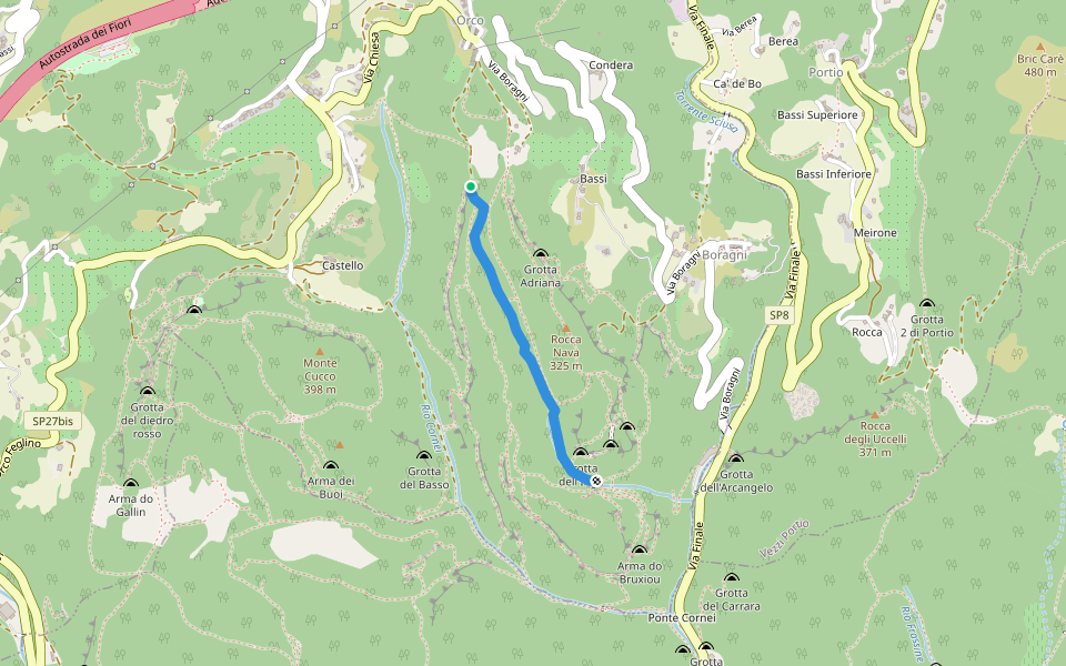 Sentiero Orco - Boragni walking route map in Boragni