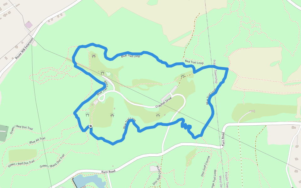 Blue Trail Loop walking route map in Tarentum