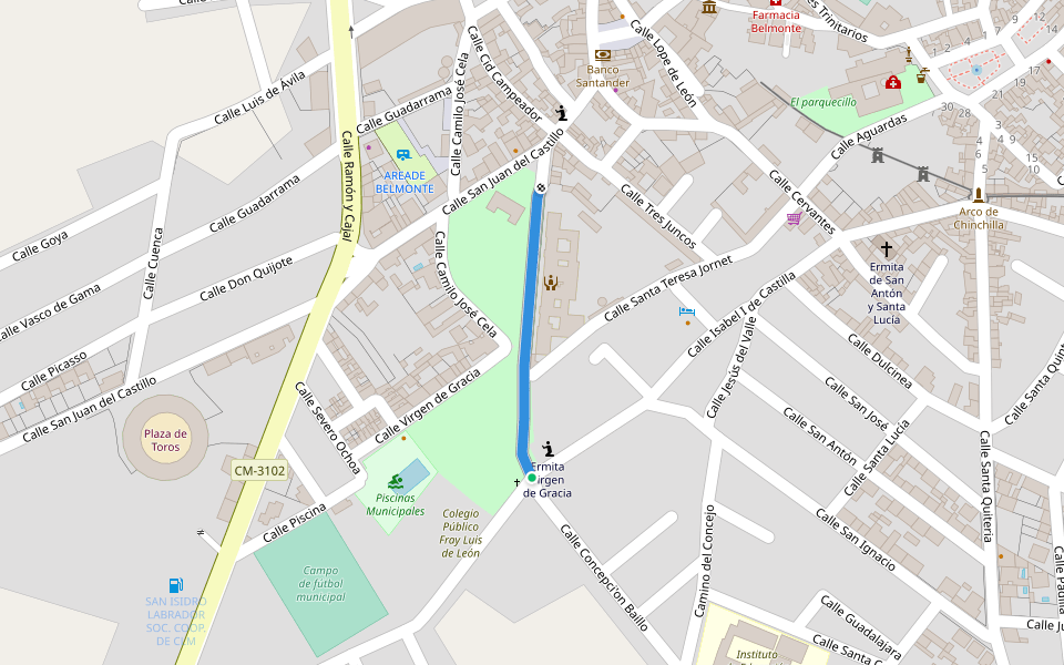 Paseo Nuestra Señora de Gracia walking route map in Belmonte