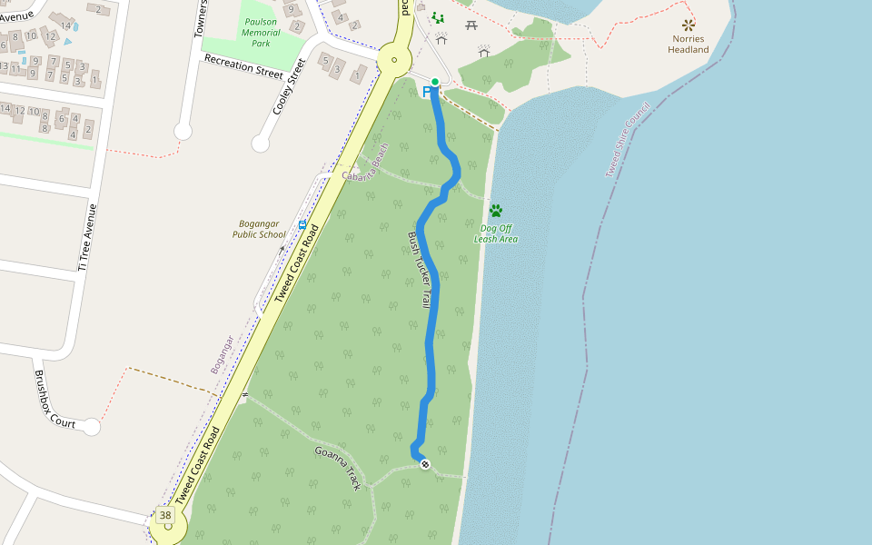 Bush Tucker Trail walking route map in Bogangar