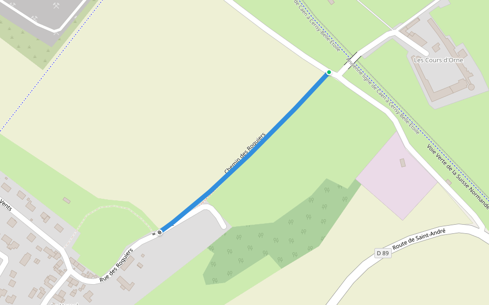 Chemin des Roquiers walking route map in Feuguerolles-Bully