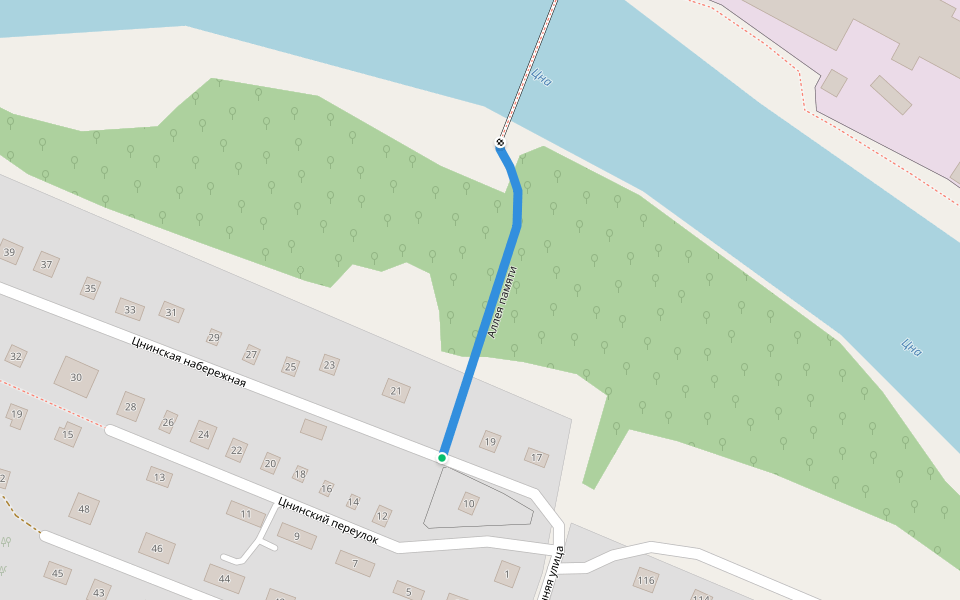 Аллея памяти walking route map in Vyshny Volochyok