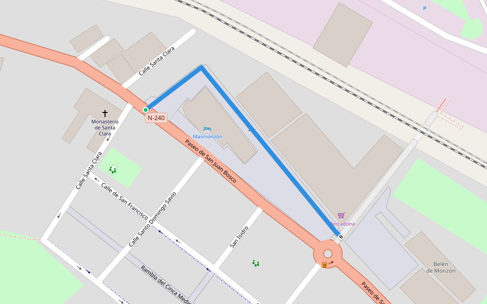 Calle Tomás y Valiente walking route map in Monzón