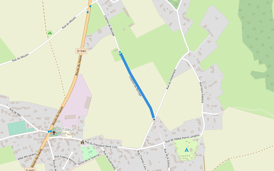 Chemin du Bocage walking route map in Le Tilleul
