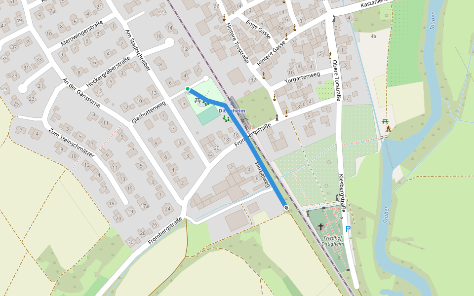 Herbelweg walking route map in Tauberbischofsheim