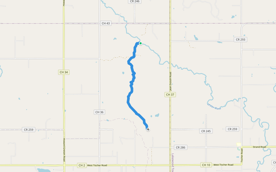 SHT Spur - Martin Rd TH to Lismore Rd walking route map in Duluth