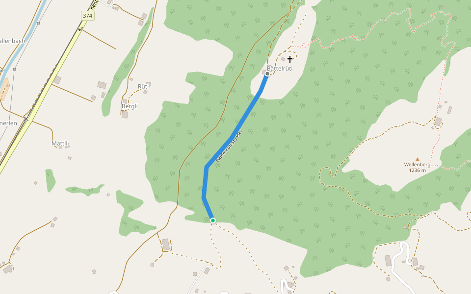 Bättlenrüti-St.Joder walking route map in Engelberg