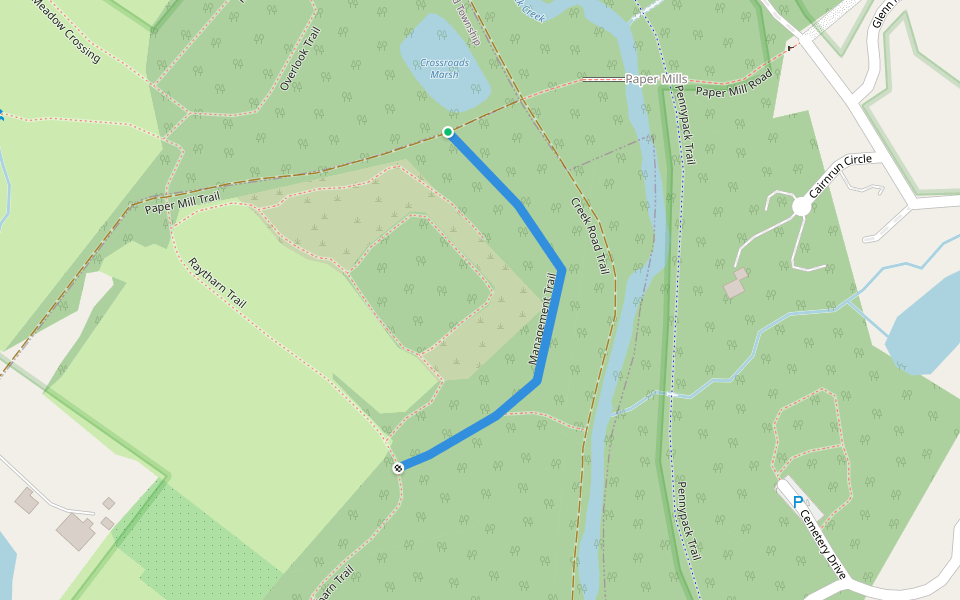 Management Trail walking route map in Bryn Athyn