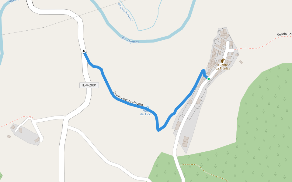 Senda Fuente Hocino walking route map in Los Giles