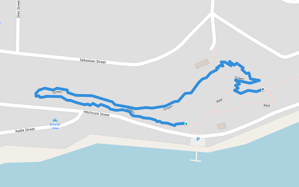 Green walking route map in Witsand