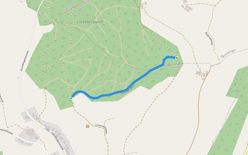 Lochenbergweg walking route map in Häutligen