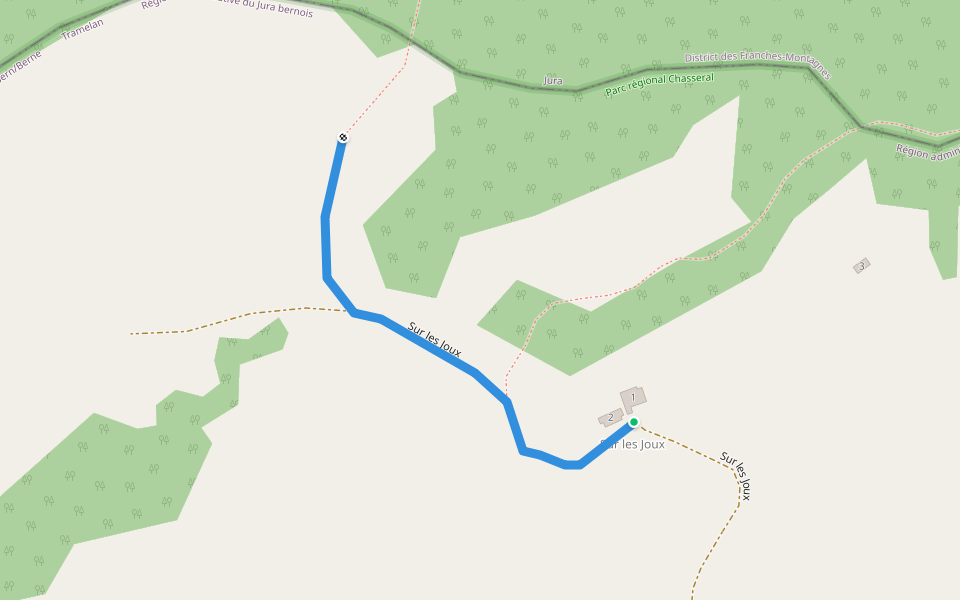 Sur les Joux walking route map in Tramelan