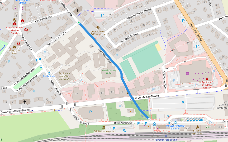 Stockmeierweg walking route map in Fürstenfeldbruck