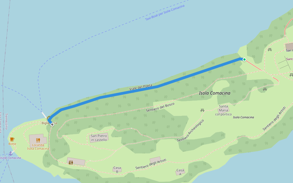 Viale del Poeta walking route map in Ossuccio, Tremezzina