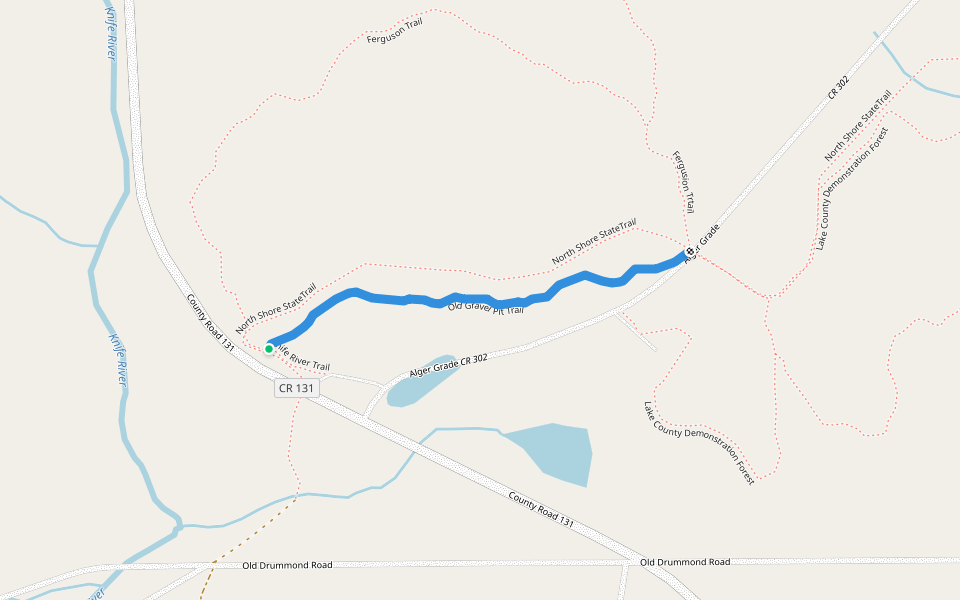 Old Gravel Pit Trail walking route map in Two Harbors