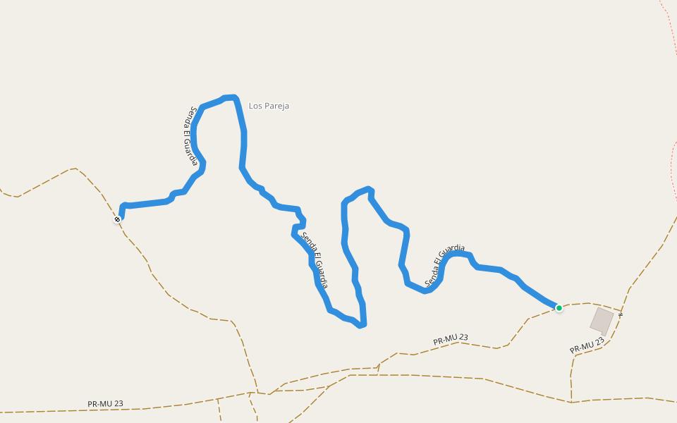 Senda El Guardia walking route map in Murcia