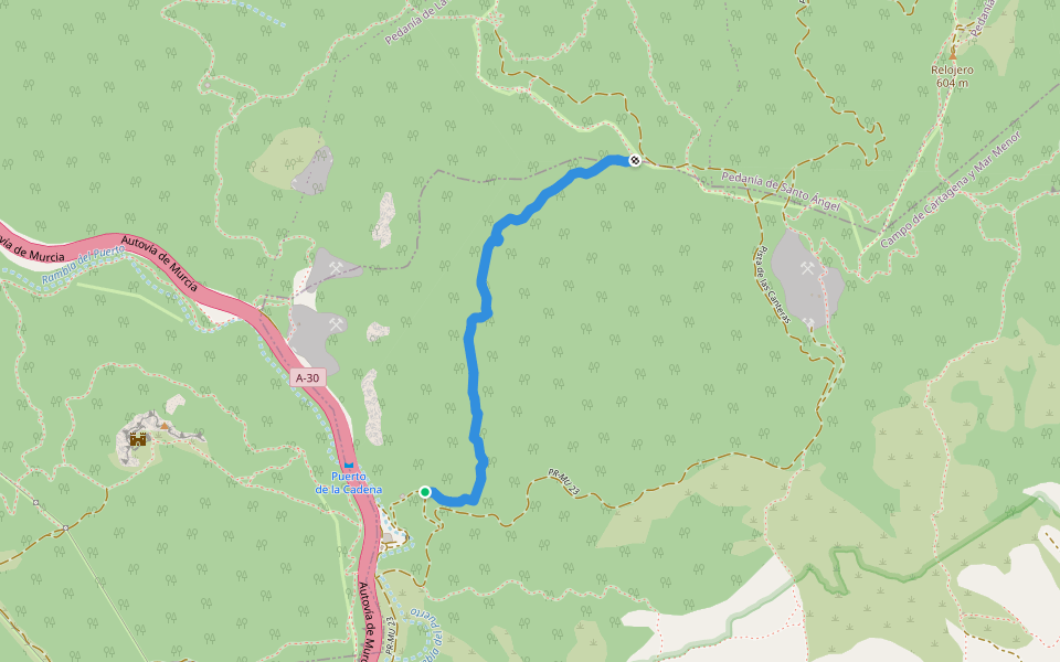 Senda Rock Garden walking route map in Murcia
