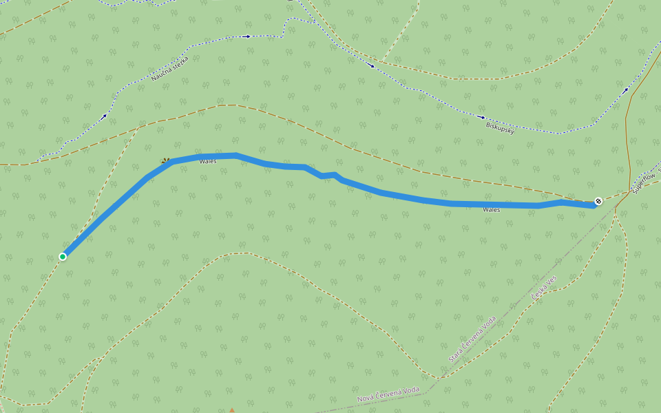 Wales walking route map in Stará Červená Voda
