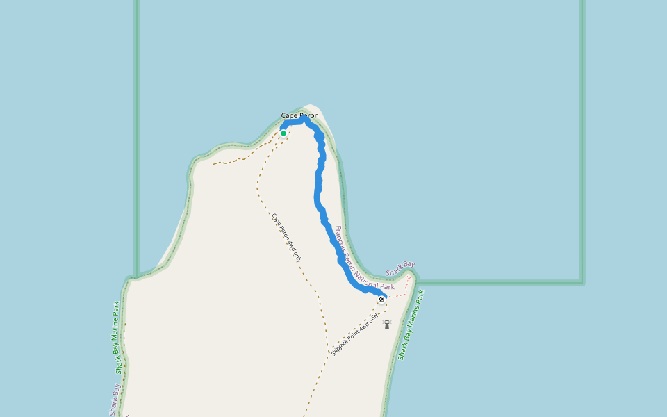 Wanamalu Trail walking route map in Francois Peron National Park