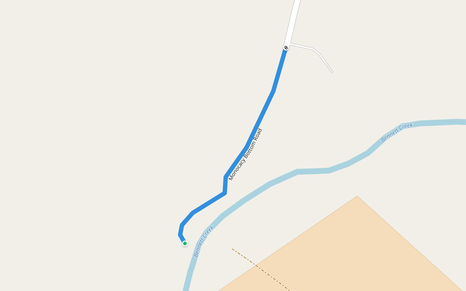 Monocacy Bottom Road walking route map in Adamstown