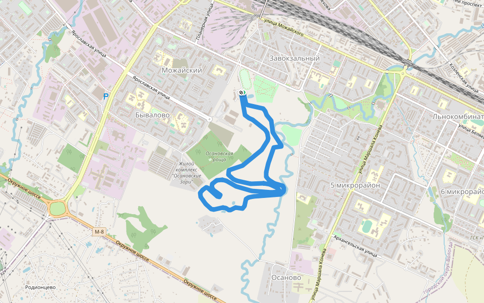 Лыжная трасса 5 км 2017 г. walking route map in Vologda