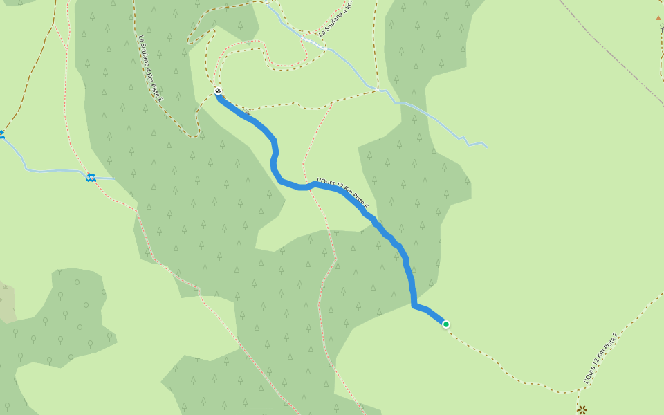 L'Ours 12 Km Piste F walking route map in Aston