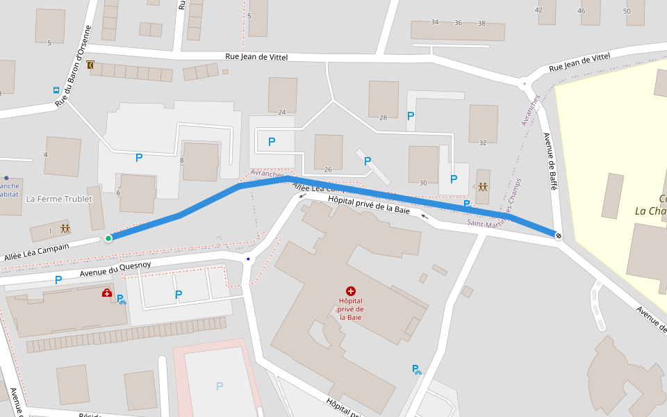 Allée Léa Campain walking route map in Avranches