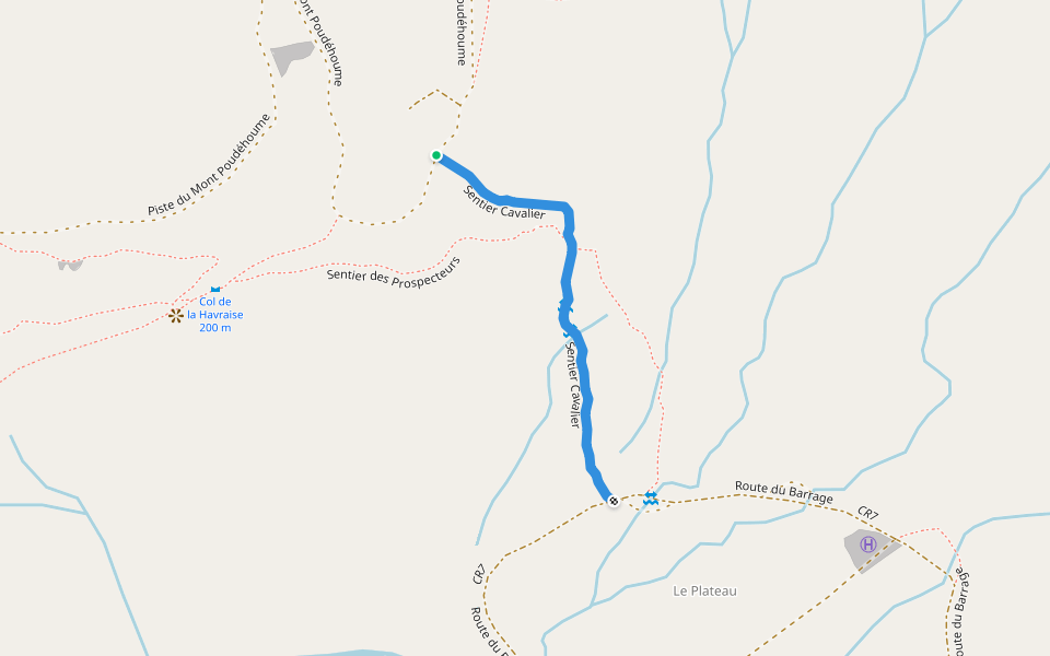 Sentier Cavalier walking route map in Dumbea