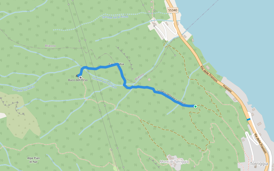 Sentiero della Val Calchera walking route map in Laglio