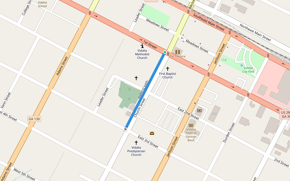 walking path walking route map in Vidalia