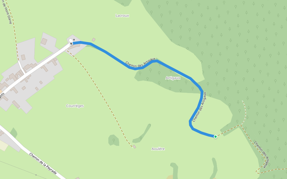 Chemin des Artigaux walking route map in Artiguemy