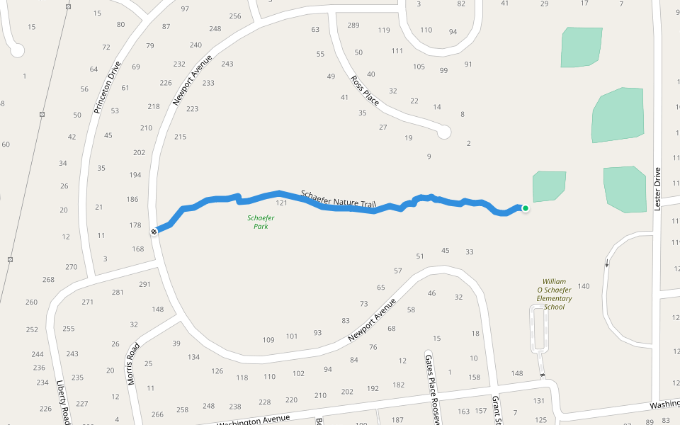 Schaefer Nature Trail walking route map in Tappan