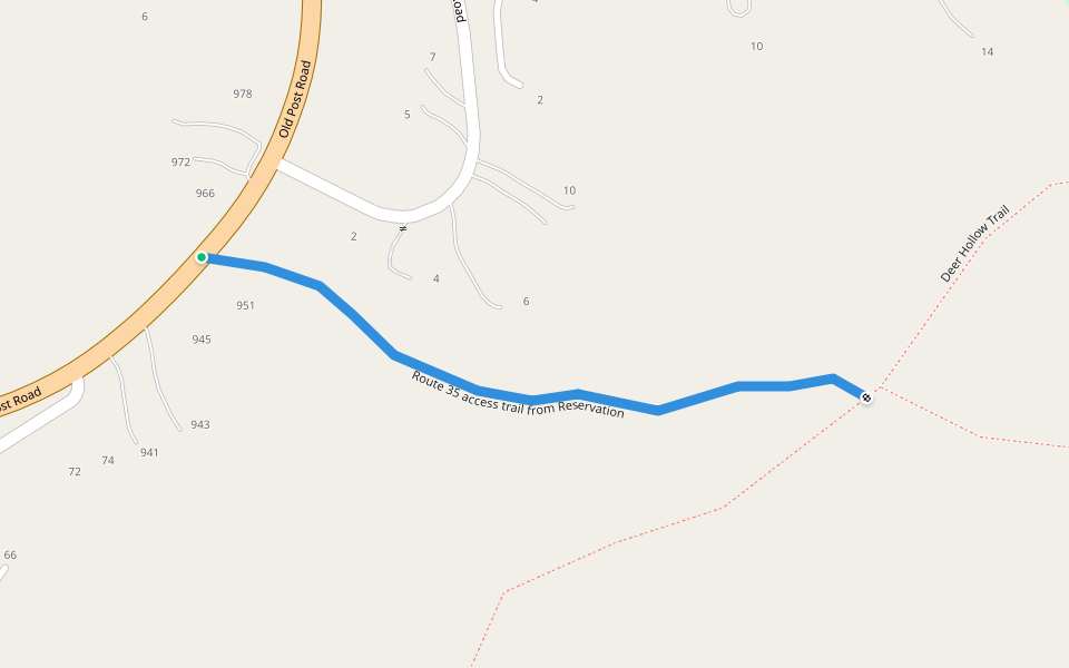 Route 35 access trail from Reservation walking route map in Cross River