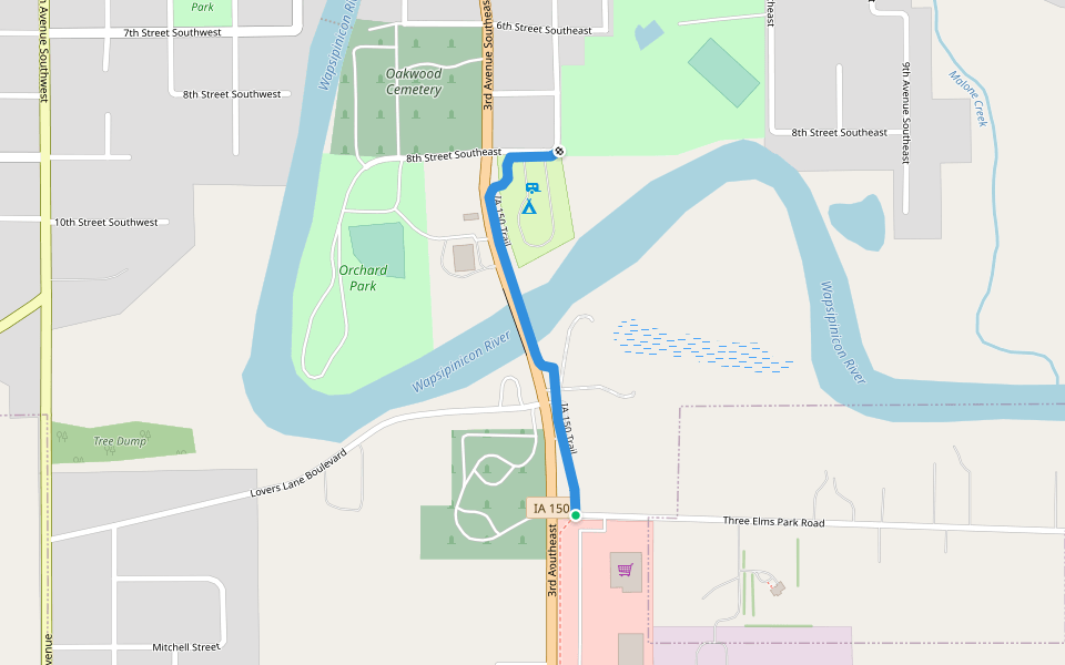 IA 150 Trail walking route map in Independence