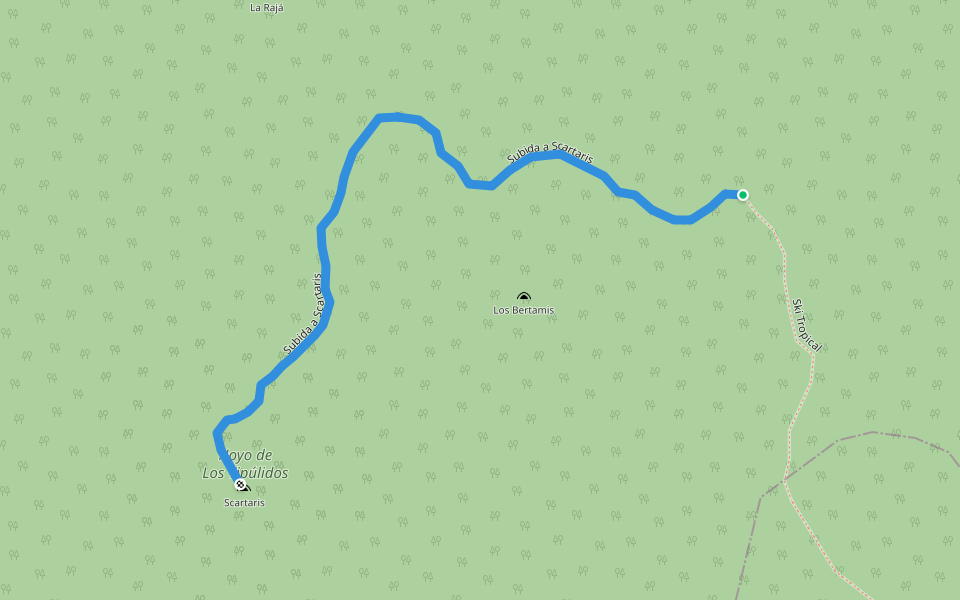 Subida a Scartaris walking route map in San Carlos