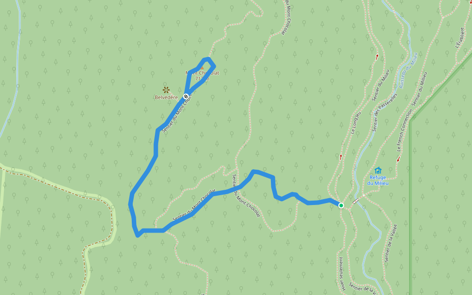 Sentier du Mont Chocolat walking route map in Saint-Philémon