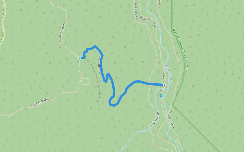 Sentier des Parois walking route map in Saint-Philémon