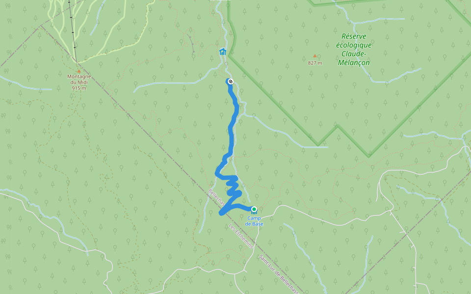 Sentier du Versant walking route map in Saint-Luc-de-Bellechasse