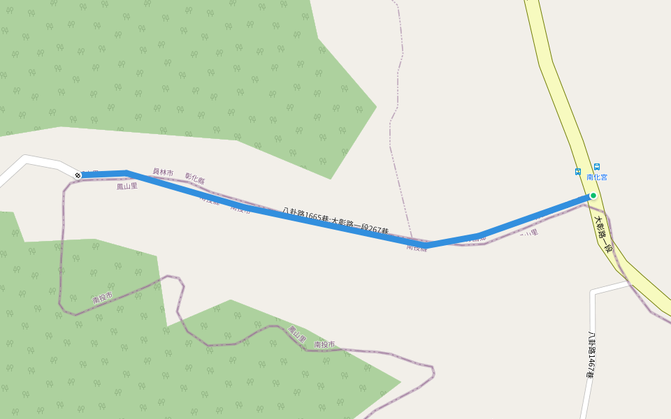 八卦路1665巷;大彰路一段267巷 walking route map in Fenyuan