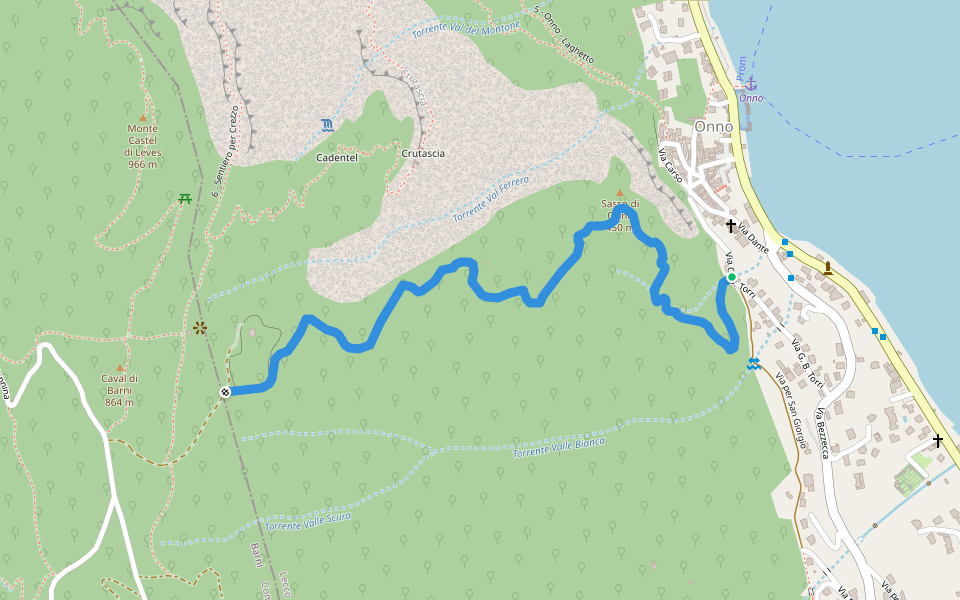 1 - Onno - Crezzo (via Darniga) walking route map in Onno